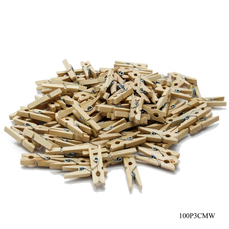 Small Wooden Clips (100 pcs) - 100P3CMW | HNDMD