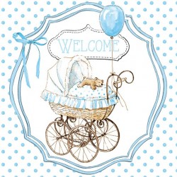 German Decoupage Napkins (5 pcs)  - Welcome Baby boy