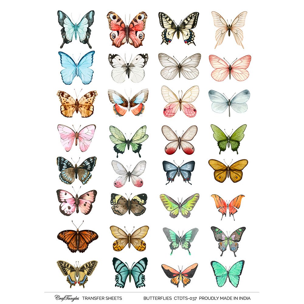 CrafTangles A4 Transfer It Sheets - Butterflies - CTDTS-37 | HNDMD