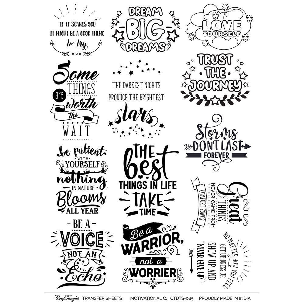CrafTangles A4 Transfer It Sheets - Quotes - Motivational - CTDTS-85 ...