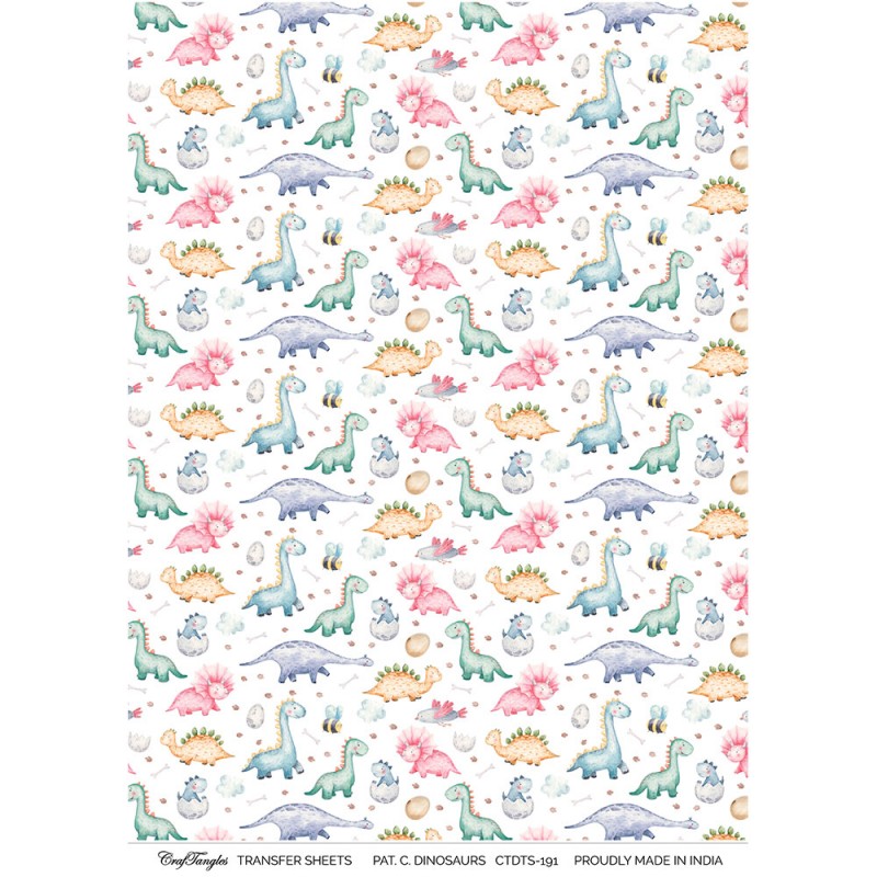 CrafTangles A4 Transfer It Sheets - Pattern Cute Dinosaurs - CTDTS-191 ...