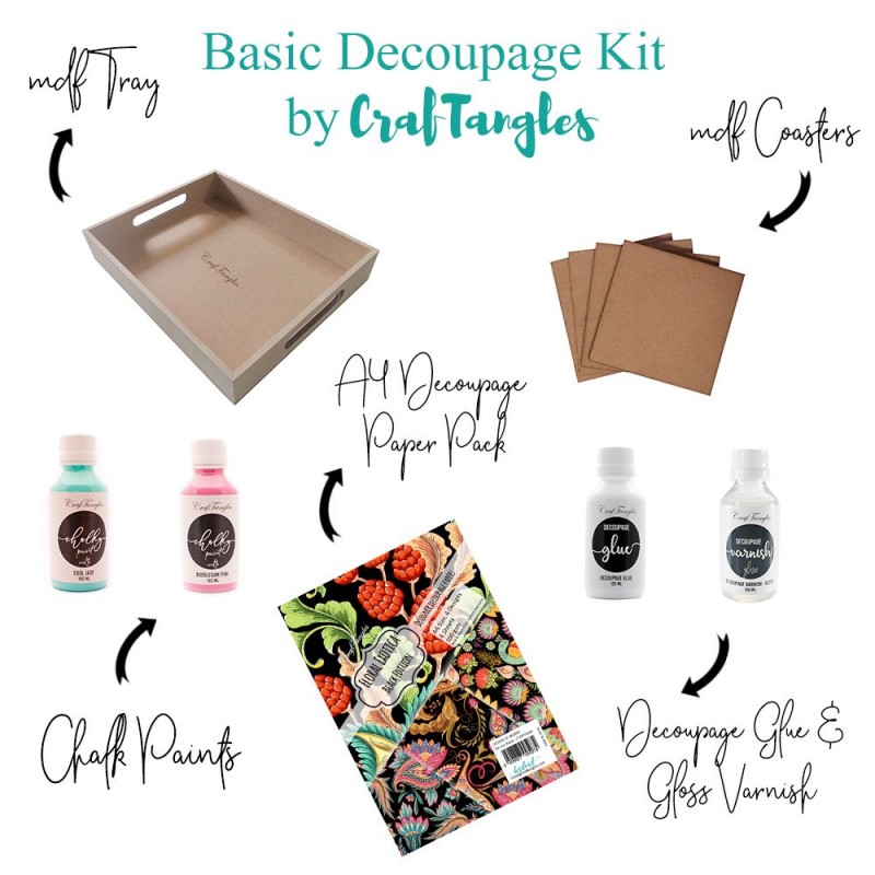 Decopatch Decoupage Starter Kit With 20 Papers, Glue, Brush