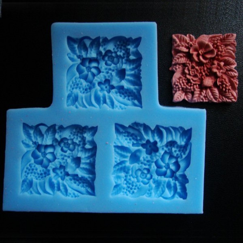 Flower Tile Silicone Mold Mould Polymer Clay Resin Soap Wax 