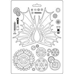 Stamperia Soft Maxi Mould 8.5"X11.5" - Fly Machine Lady Vagabond