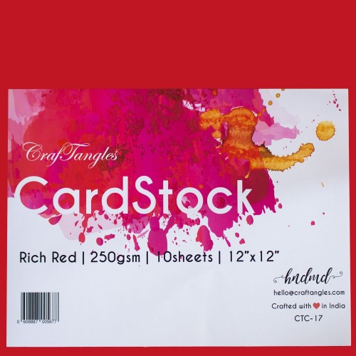 CrafTangles cardstock 12 by 12 (250 gsm) (Set of 10 sheets) - Rich Red