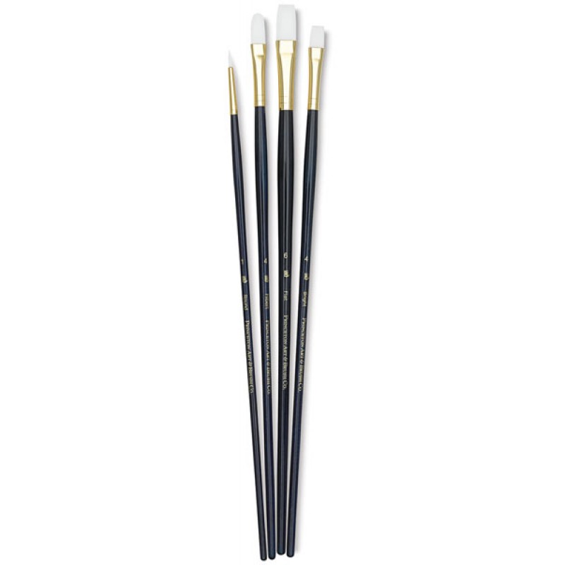 Princeton Real Value Synthetic - White Taklon Long Handle Brush Set ...