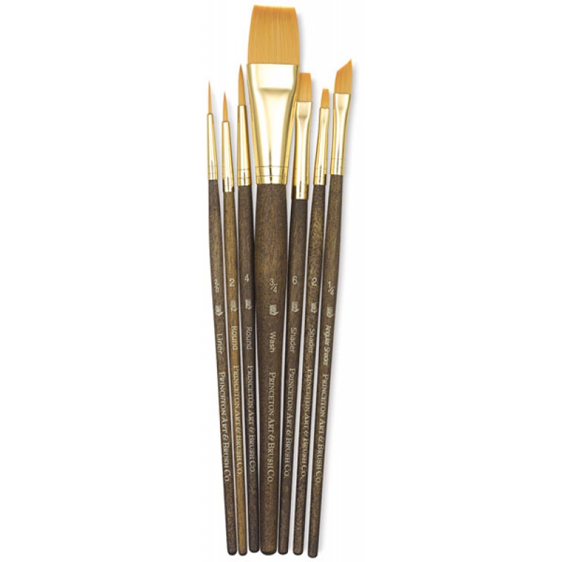 Princeton Real Value Synthetic - Golden Taklon Short Handle Brush Set ...