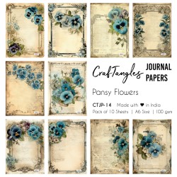 CrafTangles Journal Papers (A6 pack of 10 sheets) - Pansy Flowers