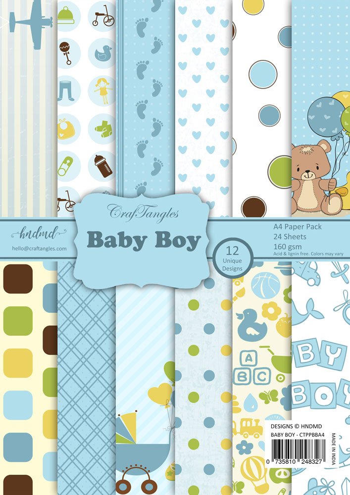 CrafTangles Scrapbook Paper Pack - Baby Boy (A4) - CTPPBBA4 | HNDMD