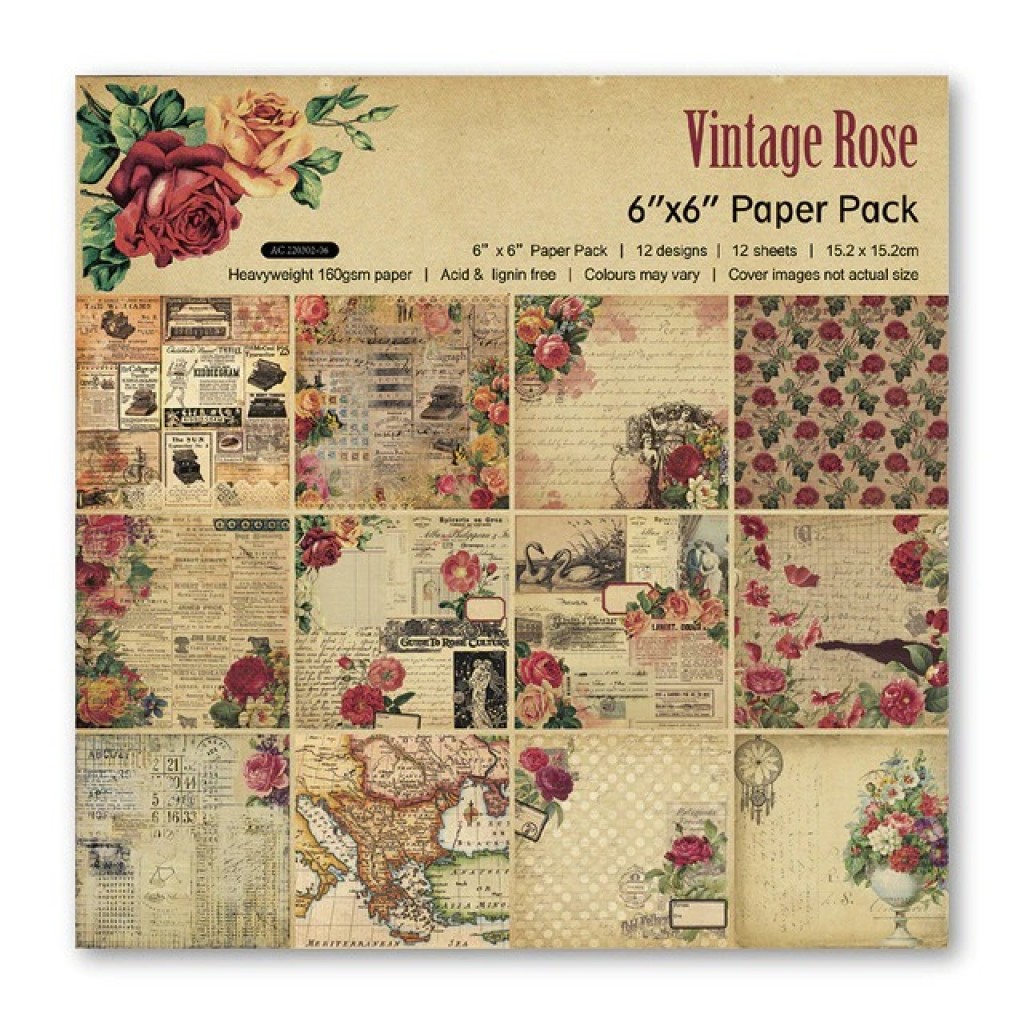 DESEACO Scrapbook Paper Book Pad 12 x 12-Inches Classic Decoupage Paper Supplies, 3-Pack(Blue, Rose and Gray/Black)