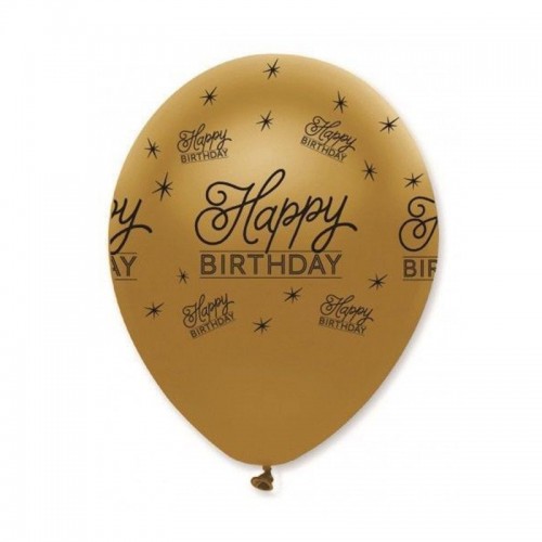 Golden Happy Birthday Balloons (10 pcs)