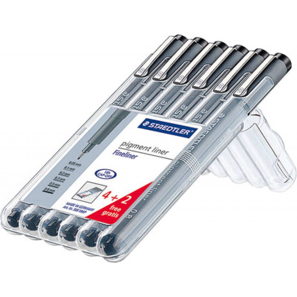 Staedtler Pigment Liner Fineliner Pen - 308 SB 6P