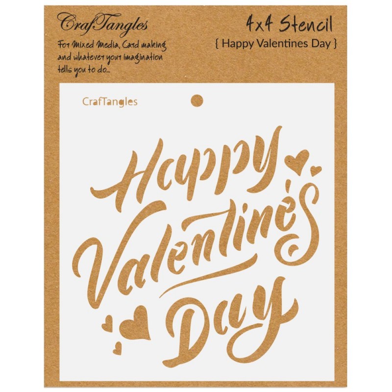 CrafTangles 4 x4 Stencil Happy Valentines Day CTCS114 HNDMD