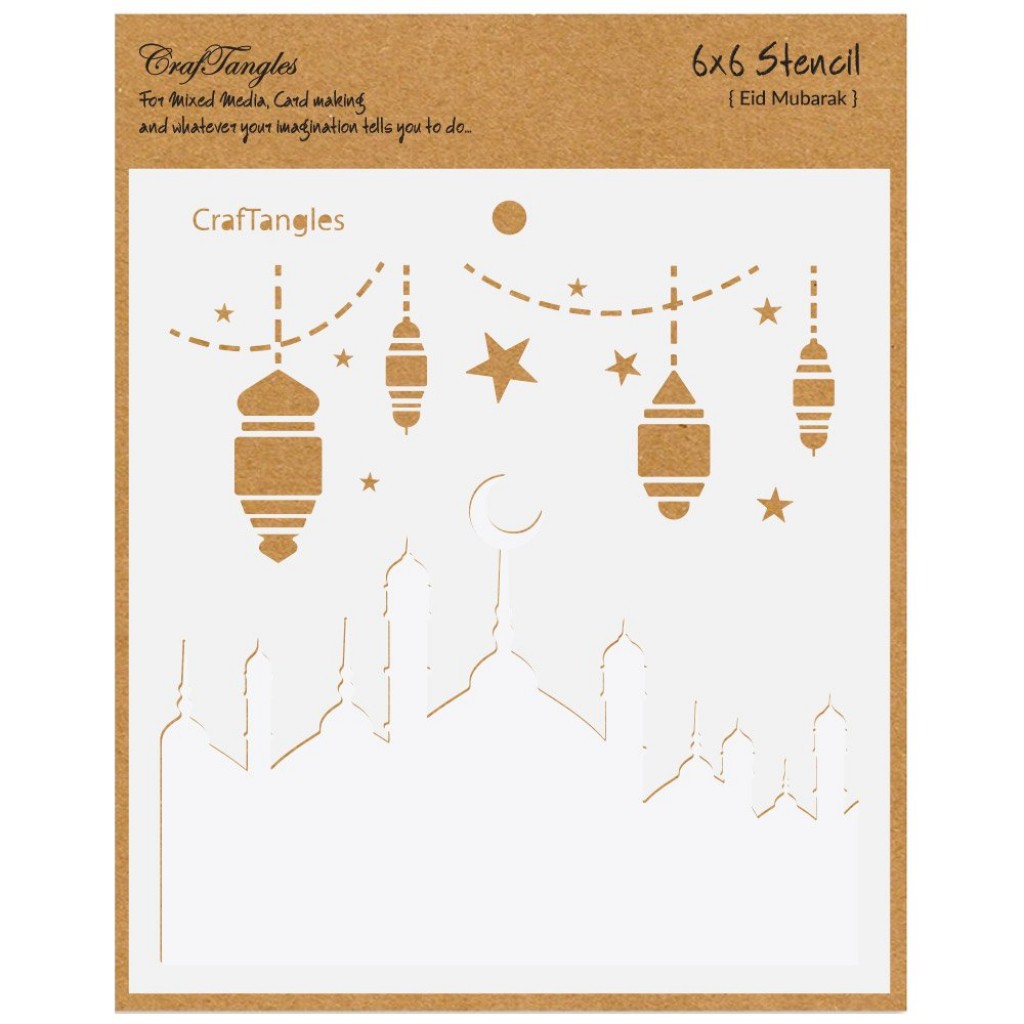 CrafTangles 6x6 Create a scene Stencil - Eid Mubarak - CTCS102