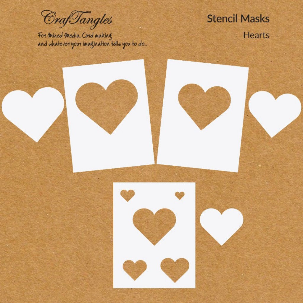 CrafTangles Stencil Masks - Hearts (Masking Stencils - Set of 6 stencils) -  CTCS151