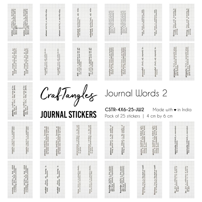 CrafTangles Journal Stickers 4 by 6 cm (Pack of 25 designs) - Journal Words  2 - CSTR-4X6-25-JW2