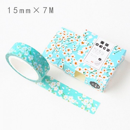 Washi Tape white flowers with blue BG CAWT275 HNDMD